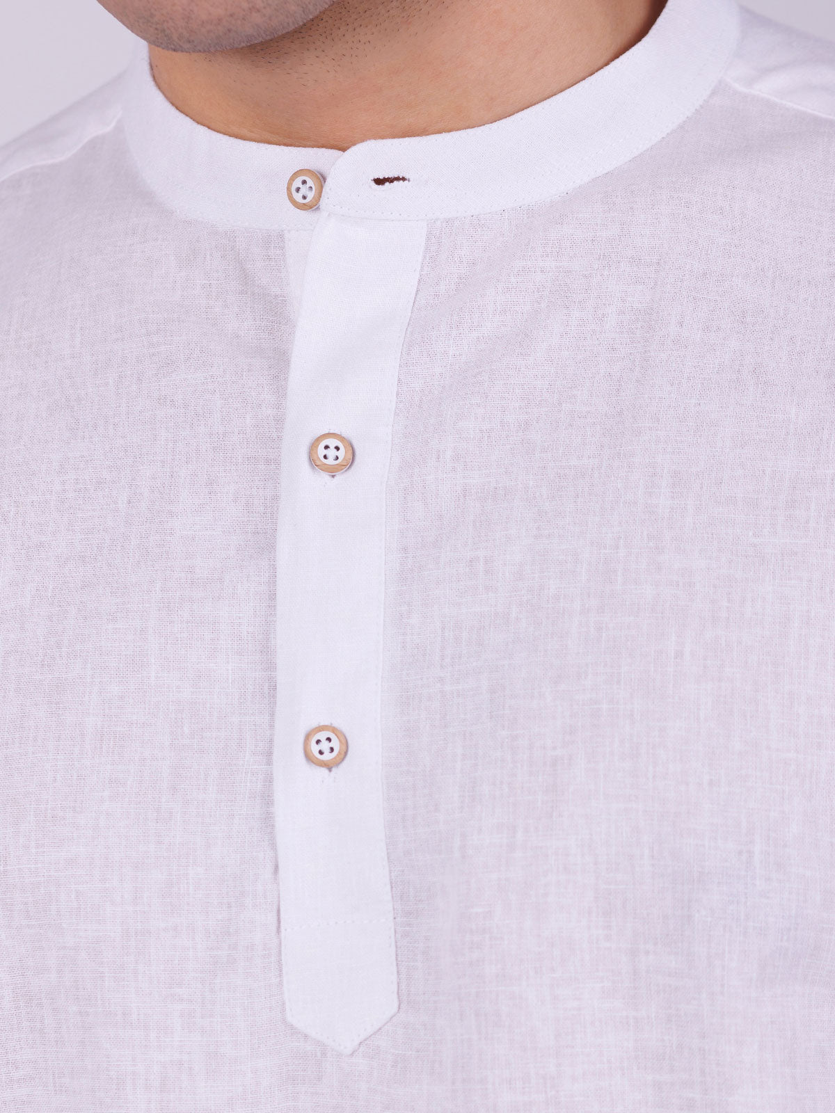 Linen Shirt with Mandarin Collar