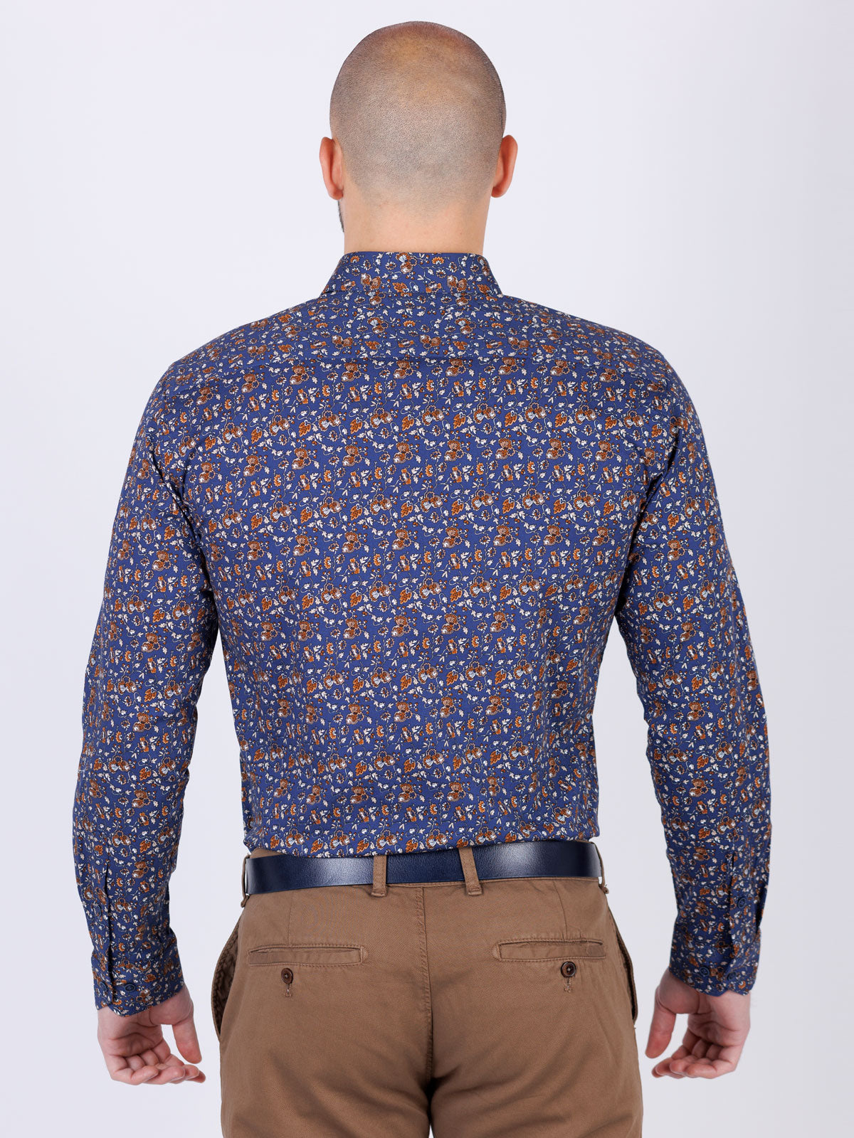 Navy Shirt with Leaves