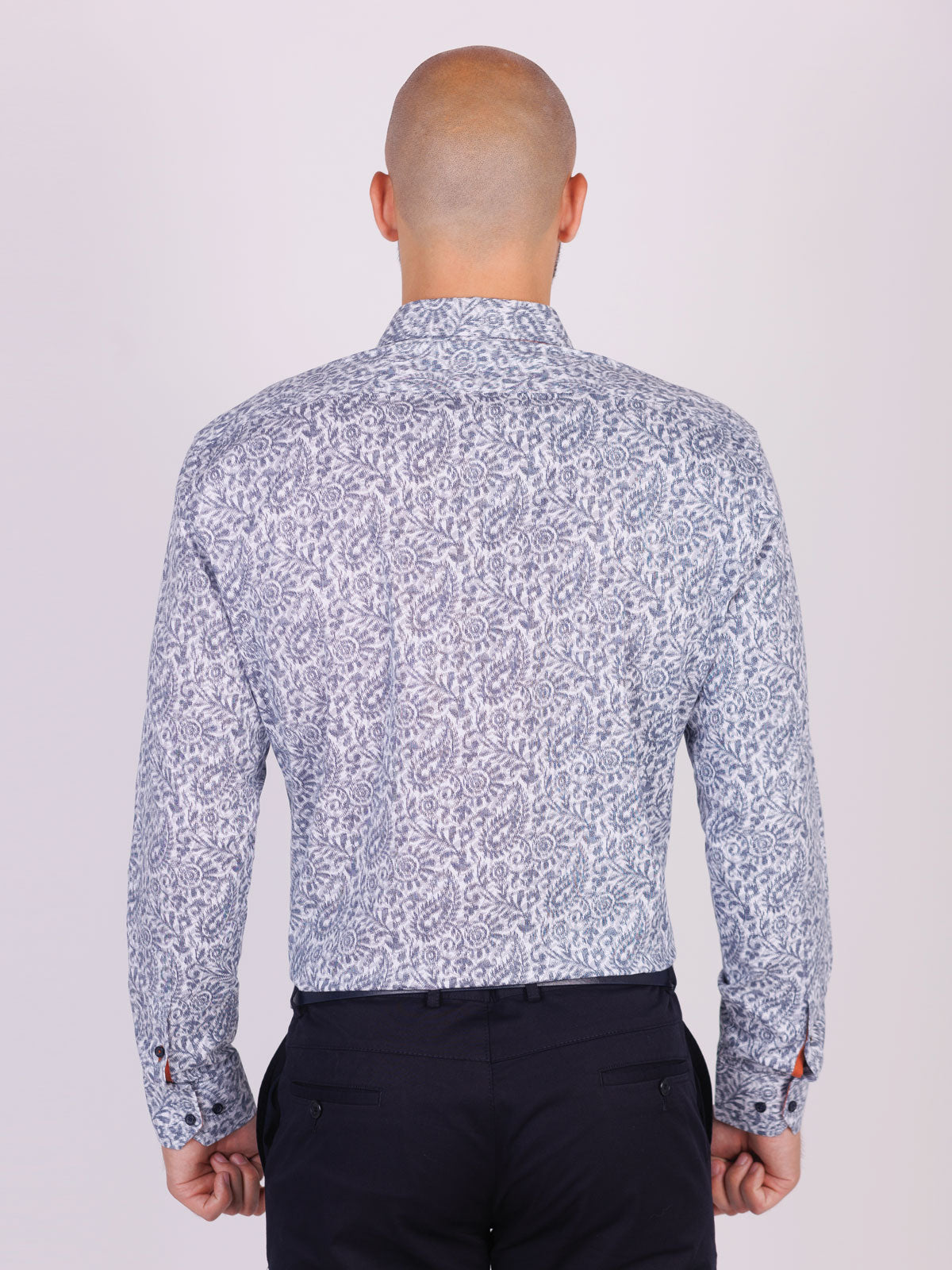 Men's Shirt with Grey Paisley Print