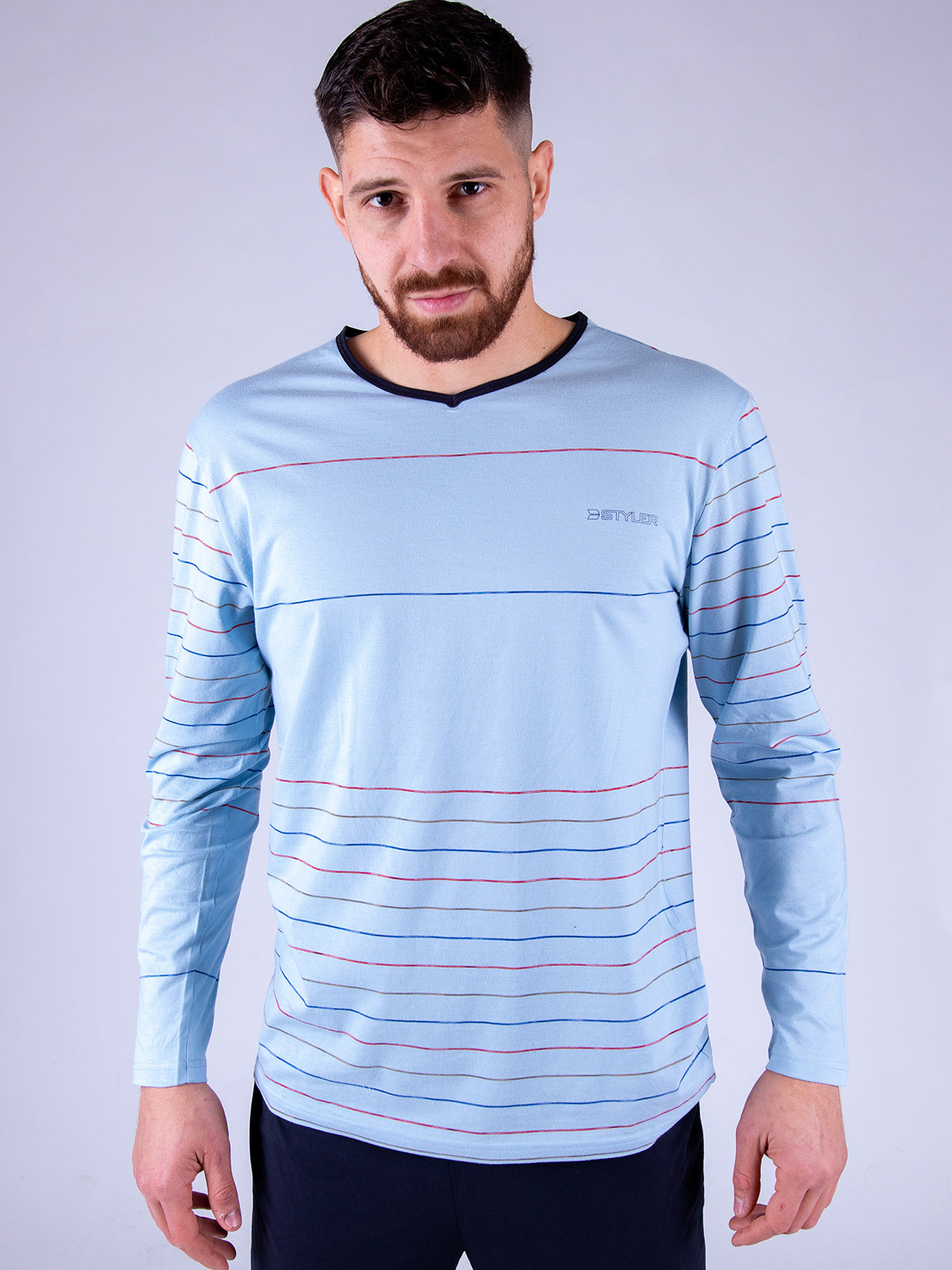 Мъжка пижама от мек памучен плат