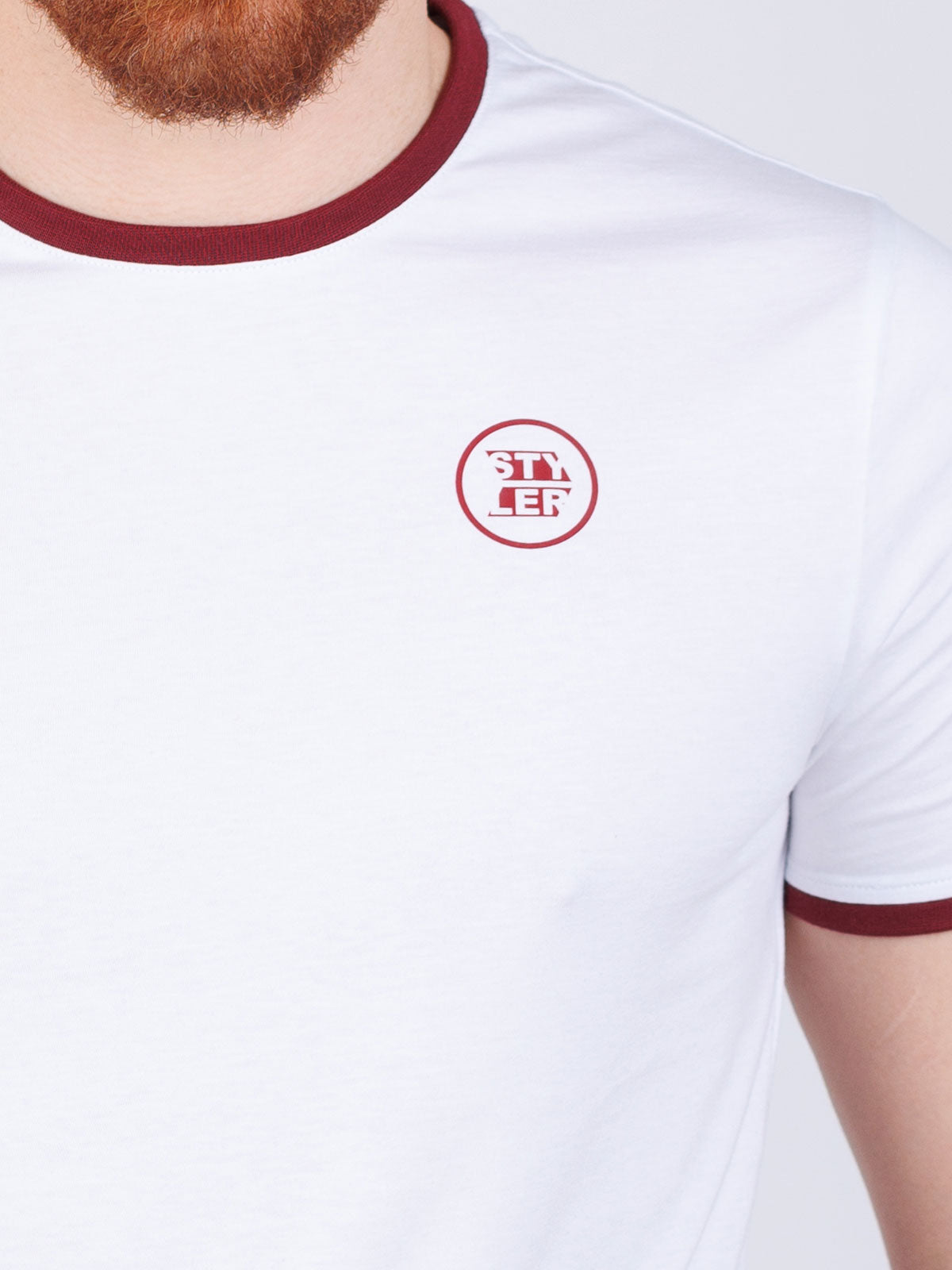White T-shirt with Collar Accent