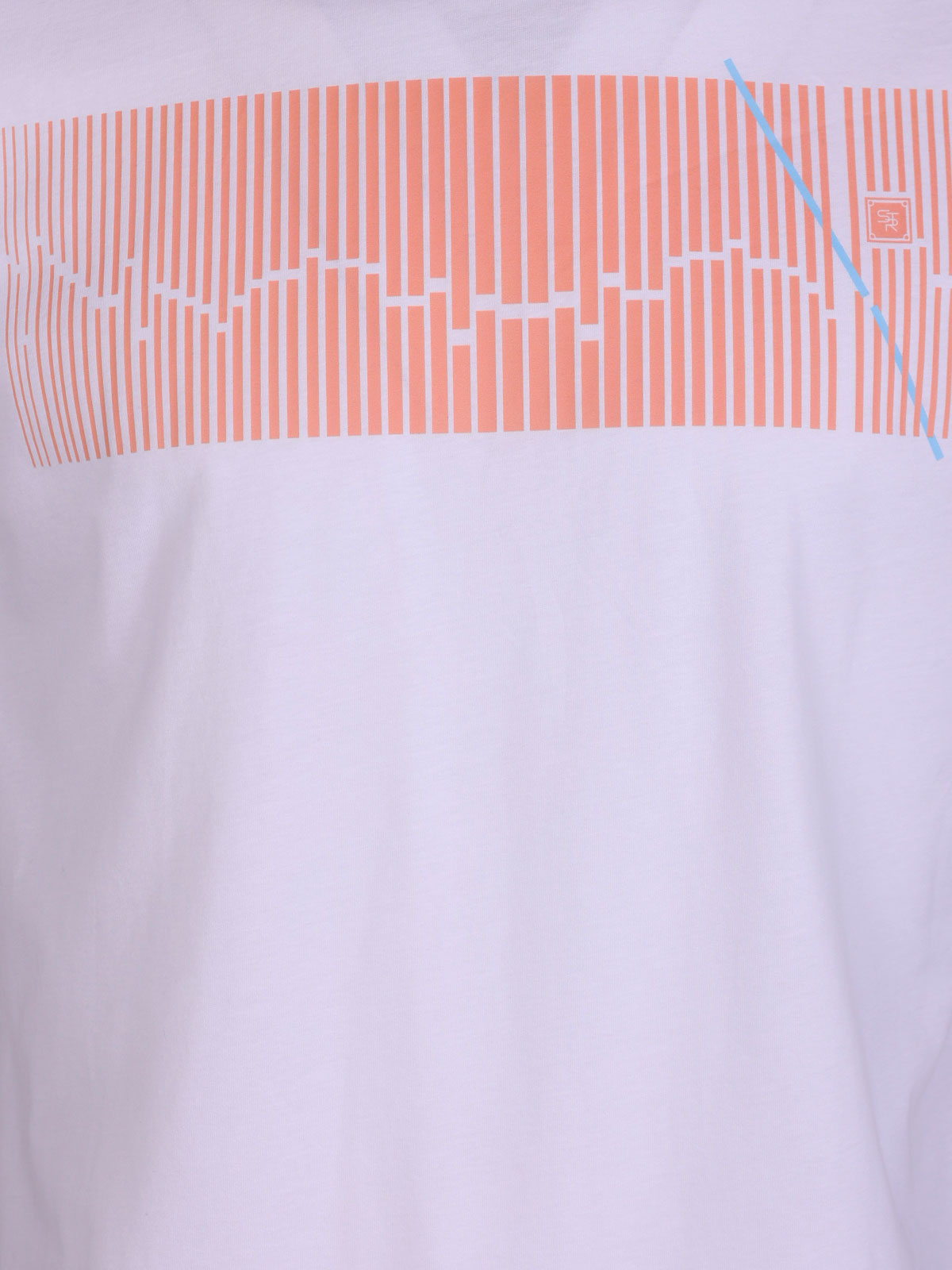 White T-shirt with Coral Stripes