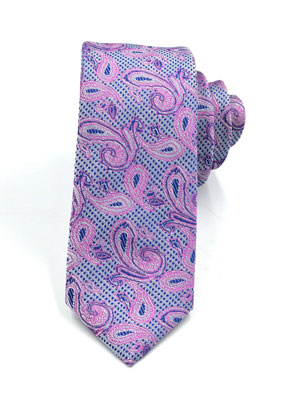 Μωβ γραβάτα με πολύχρωμες φιγούρες - 10028 - € 14.06