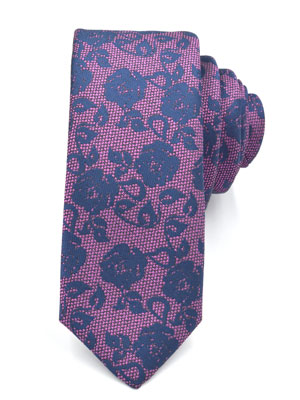 Μωβ γραβάτα με λουλούδια - 10043 - € 14.06
