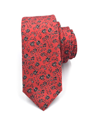 Cravata rosie cu flori negre - 10044 - € 14.06