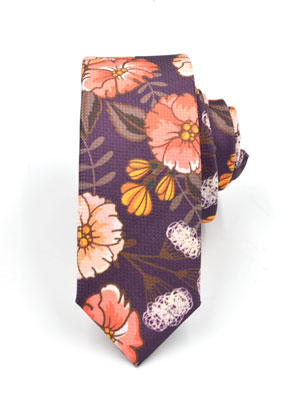 Tie in purple with flowers - 10119 - € 12.37