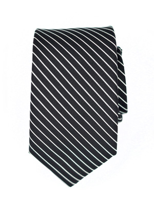  κομψή μαύρη γραβάτα με λευκή ρίγα  - 10158 - € 14.06