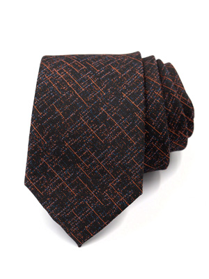 Cravata negru melange cu dungi portocali - 10164 - € 14.06