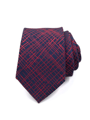 Σκούρα μπλε γραβάτα με κόκκινες γραμμές - 10186 - € 14.06