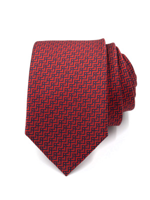 Cravată roșie pe linii albastre în zigz - 10187 - € 14.06