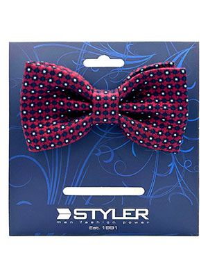 Bow tie in burgundy with blue squares - 10256 - € 10.69