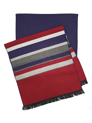 Striped floral scarf with fringe - 10340 - € 19.68