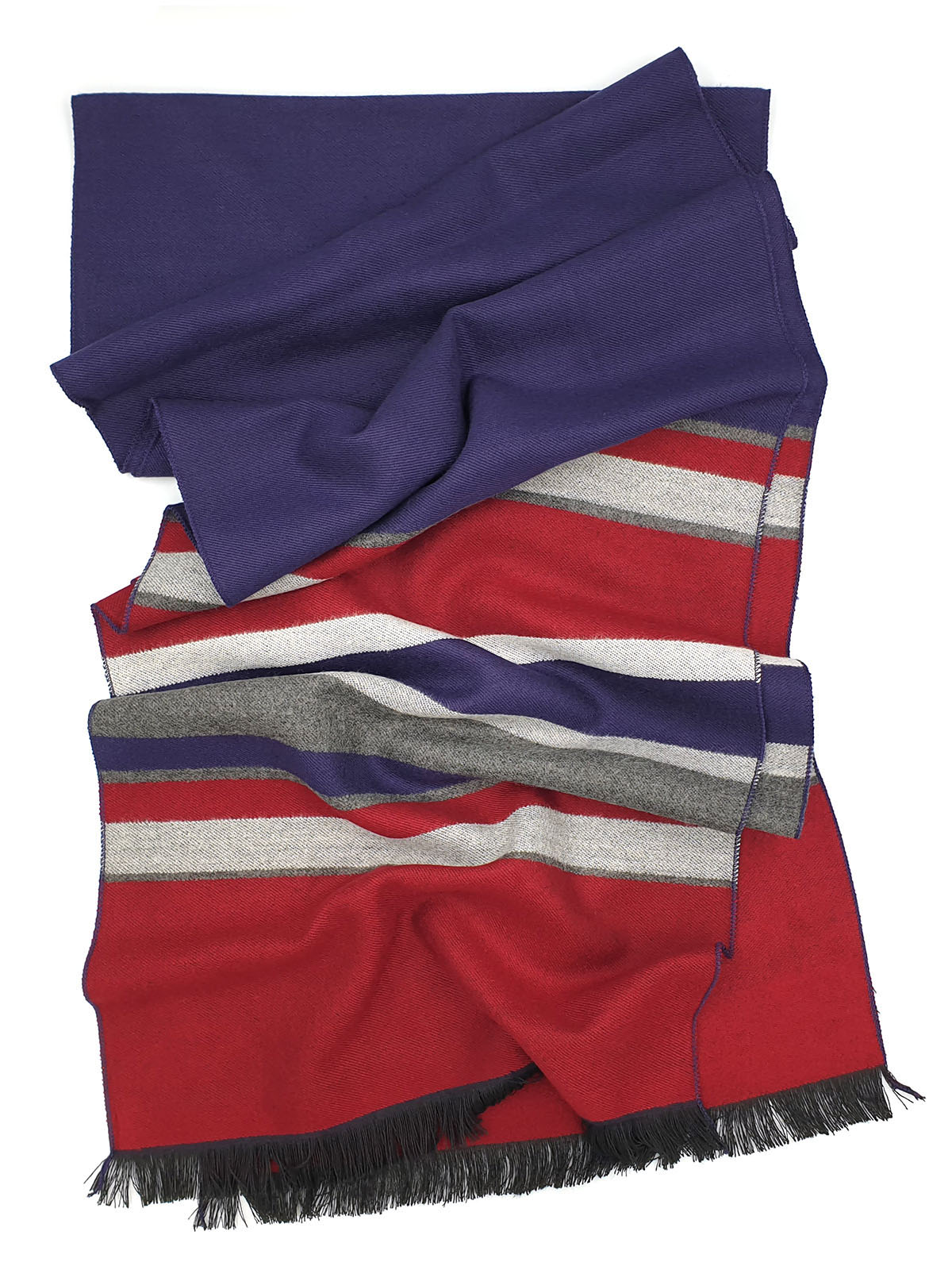 Striped floral scarf with fringe - 10340 - € 19.68 img2