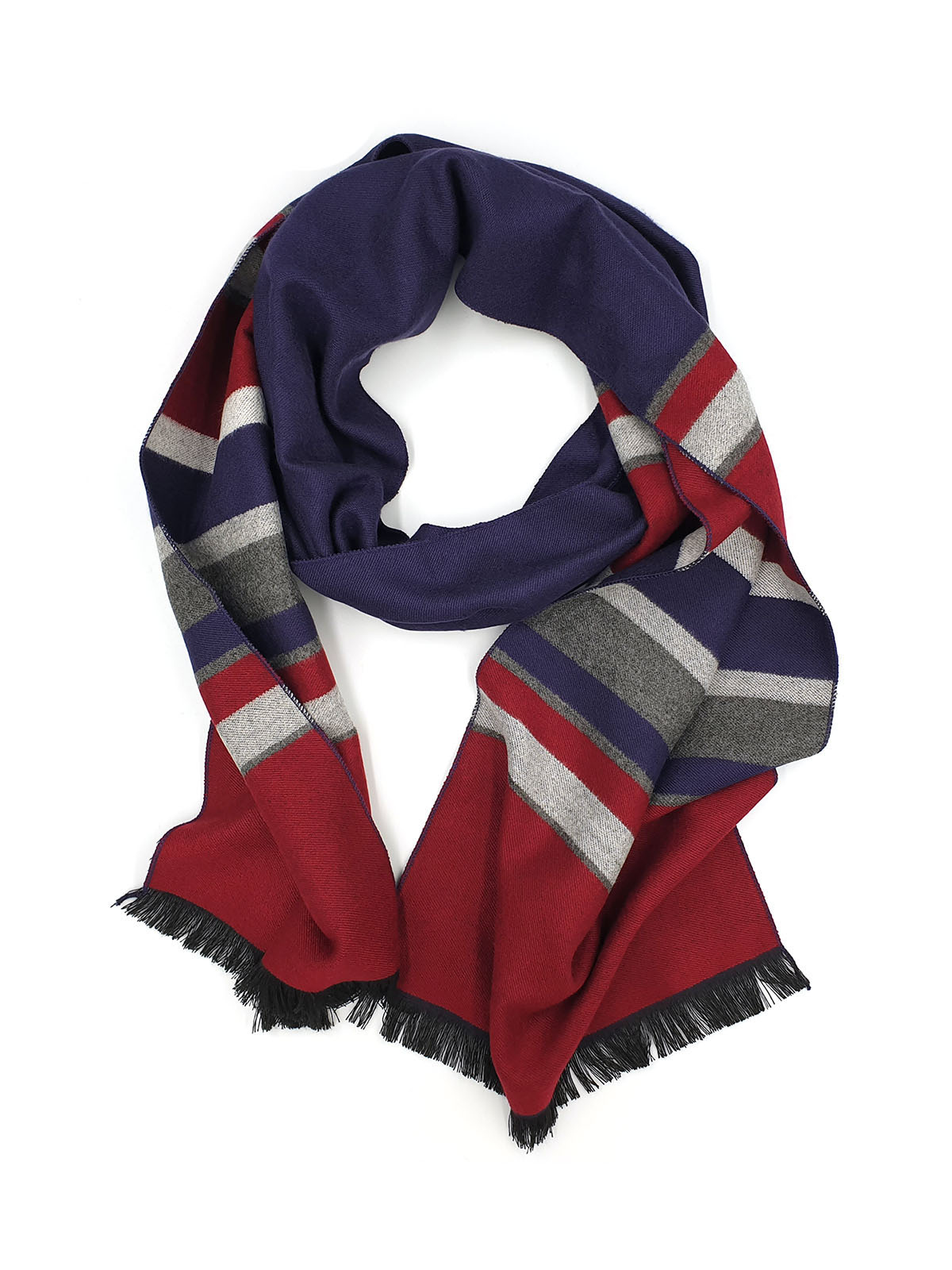 Striped floral scarf with fringe - 10340 - € 19.68 img3
