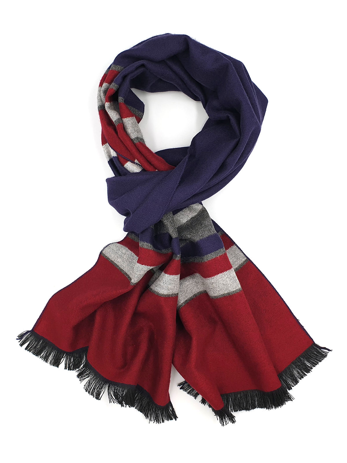 Striped floral scarf with fringe - 10340 - € 19.68 img4