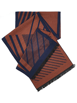 Scarf in tile and blue with fringe - 10355 - € 19.68