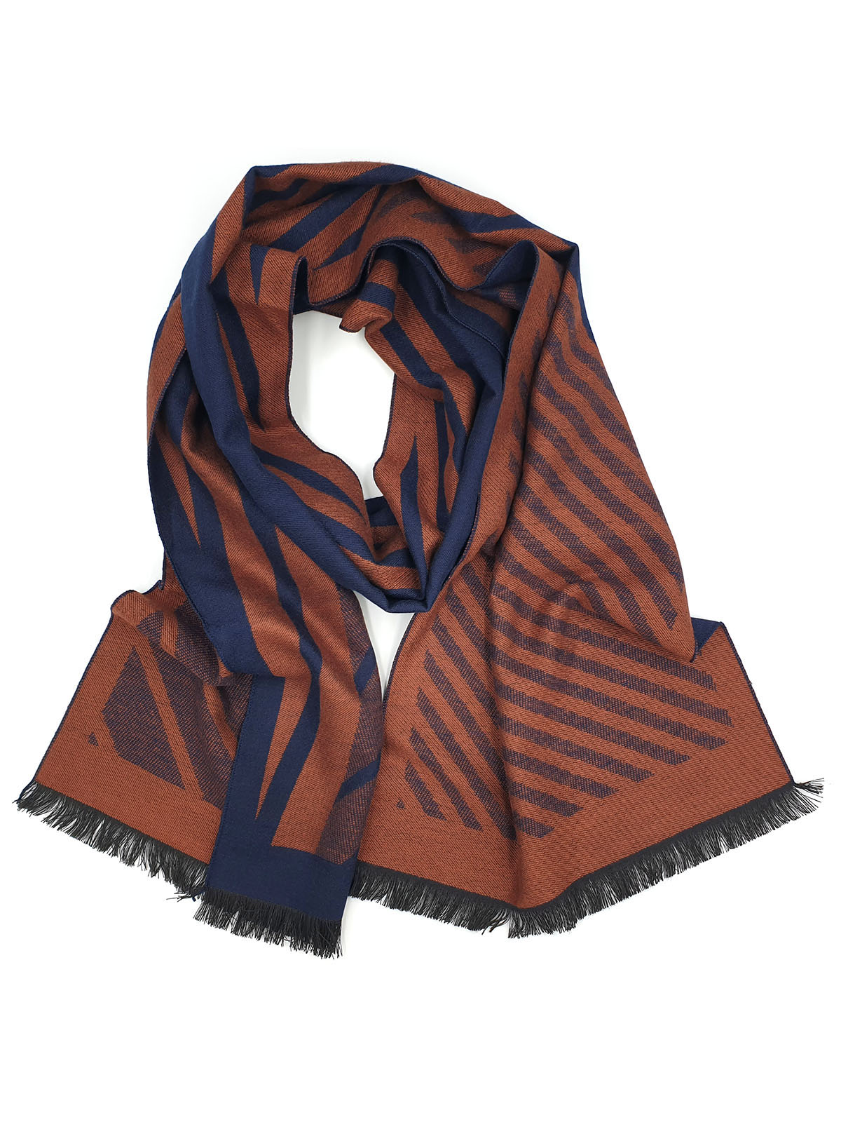 Scarf in tile and blue with fringe - 10355 - € 19.68 img3