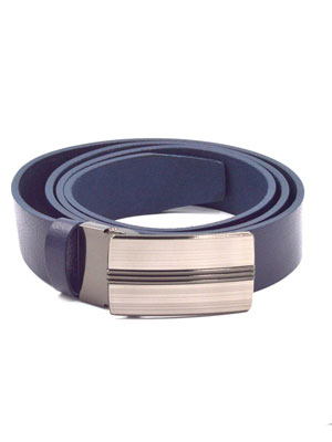 Blue leather belt with metal plate - 10447 - € 24.75