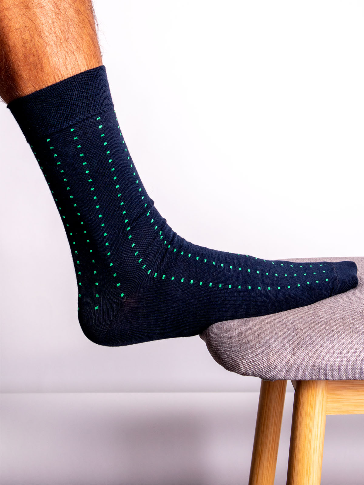 Σκούρο μπλε κάλτσες με πράσινα τετράγων - 10525 - € 3.94 img2