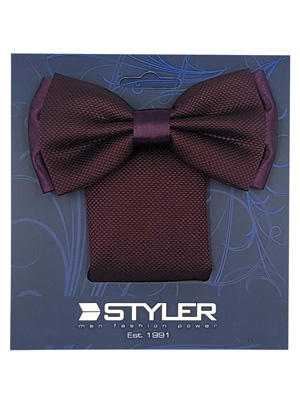 Handkerchief and bow tie in burgundy - 10909 - € 21.37