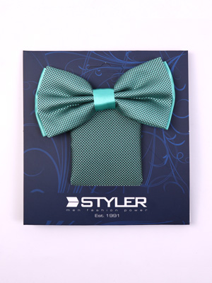Bow tie and handkerchief in emerald - 10926 - € 21.37
