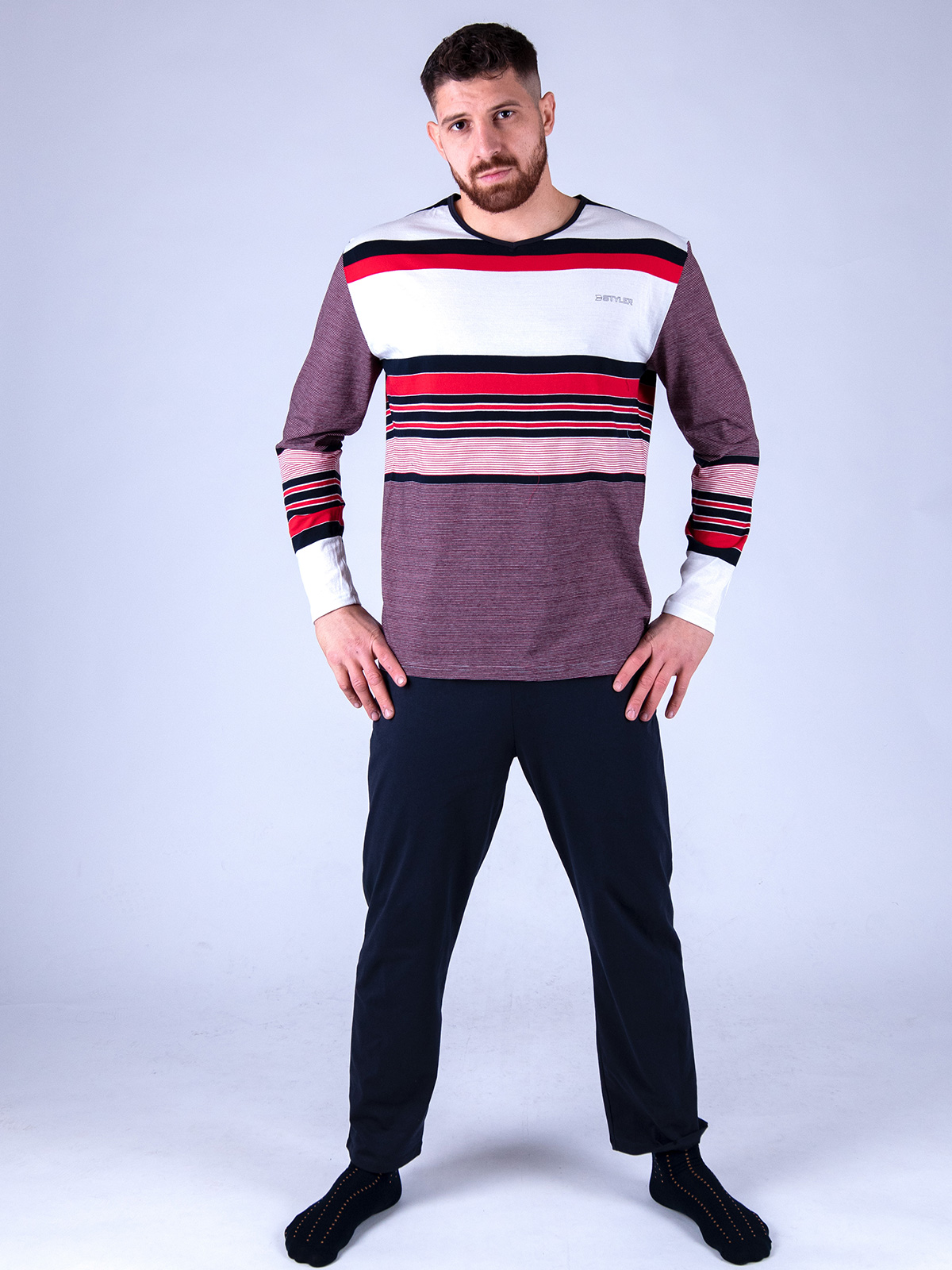 Mens twopiece striped pajamas in a box - 13901 - € 21.93 img2