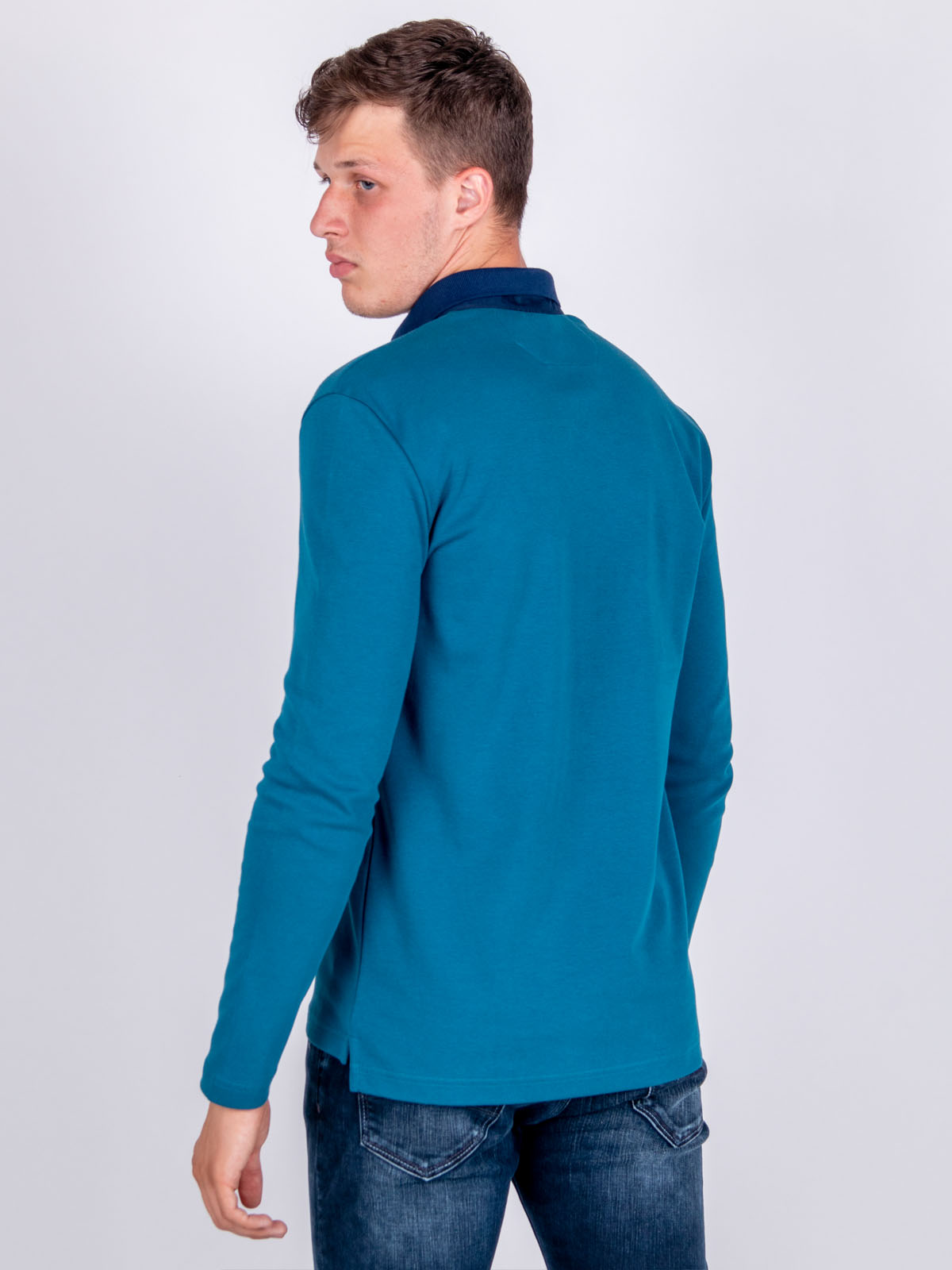 Petrol blouse with knitted collar - 18239 € 16.31 img3
