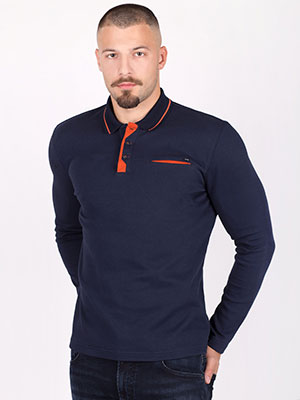 Bluză albastru închis cu guler tricotat - 18249 - € 19.12