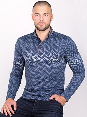 Bluză în zigzag cu guler gri din piele - 18253 - € 32.62