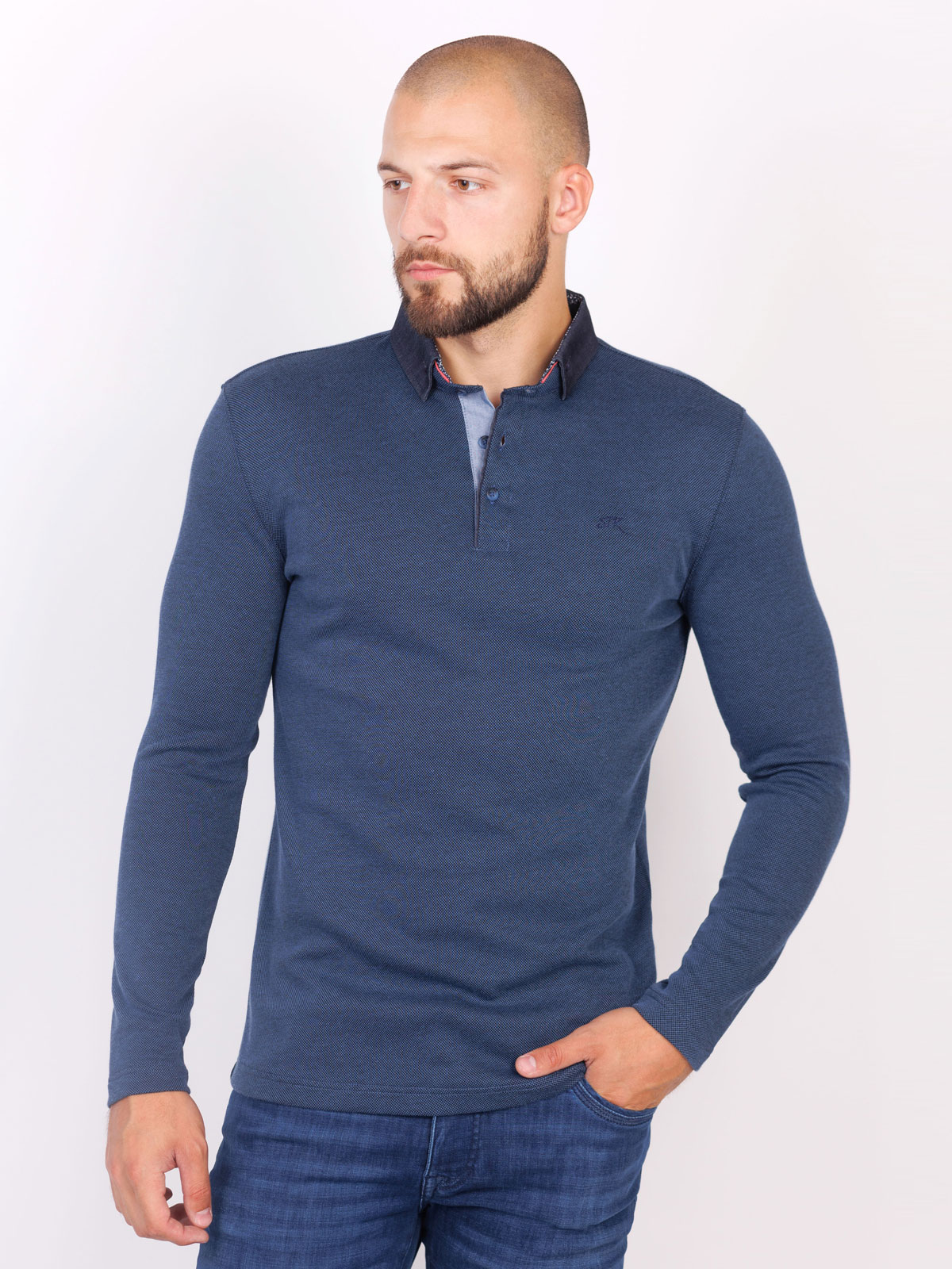 Bluză bărbătească din denim cu guler cus - 18274 € 35.43 img1