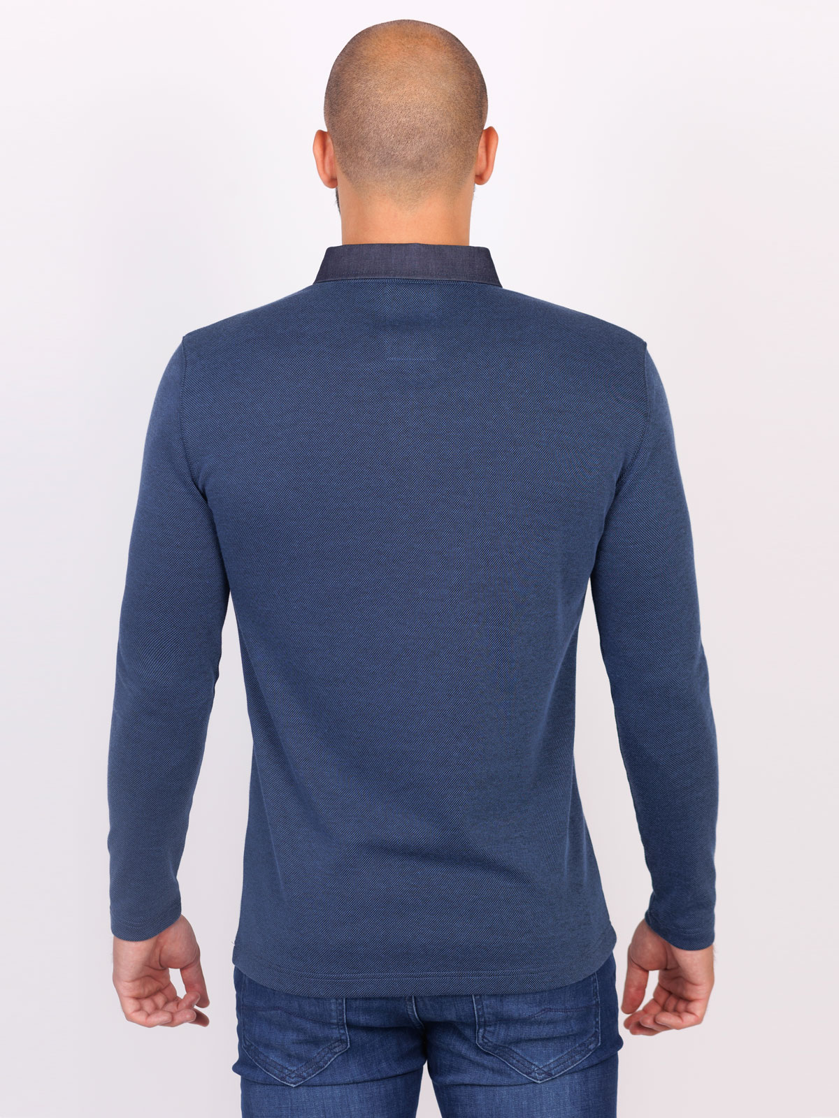 Ανδρική τζιν μπλούζα με ραμμένο γιακά - 18274 € 35.43 img2
