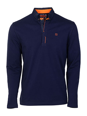 Μπλε navy μπλούζα με τζιν γιακά - 18275 - € 44.43