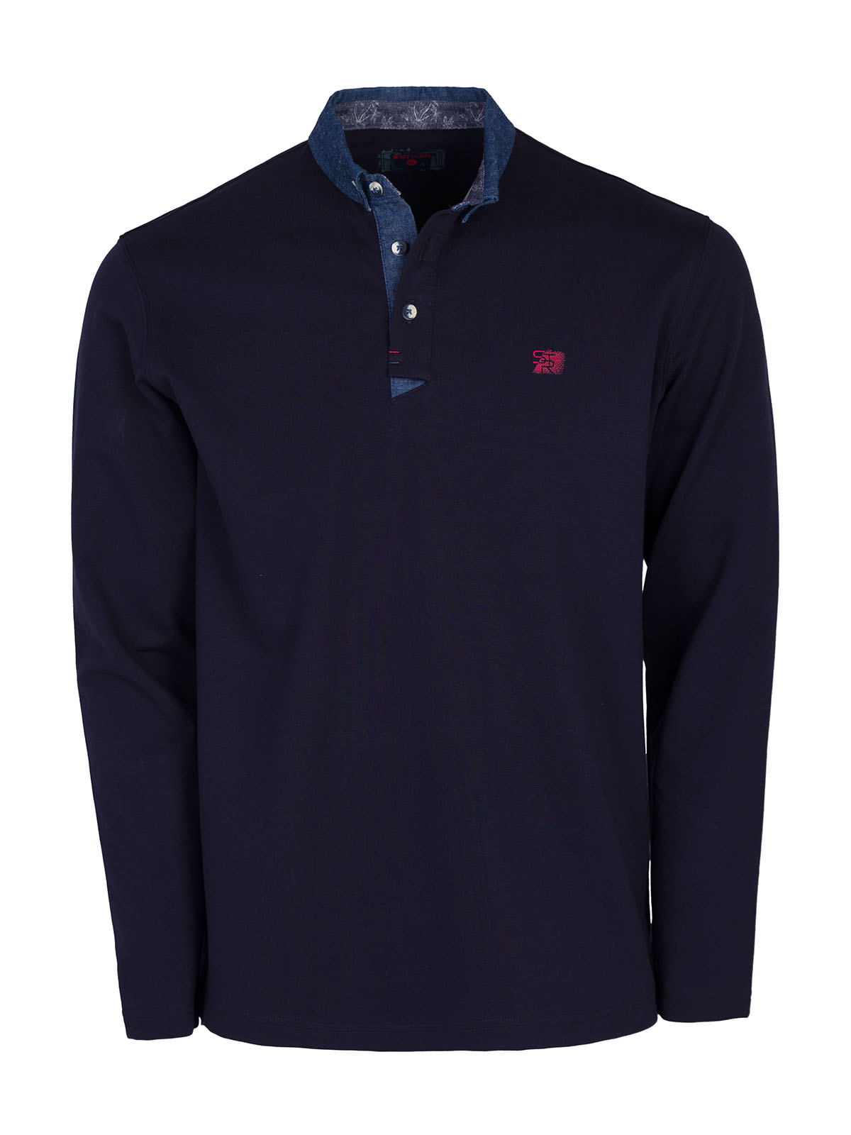 Dark blue blouse with denim collar - 18290 49.49 € img1