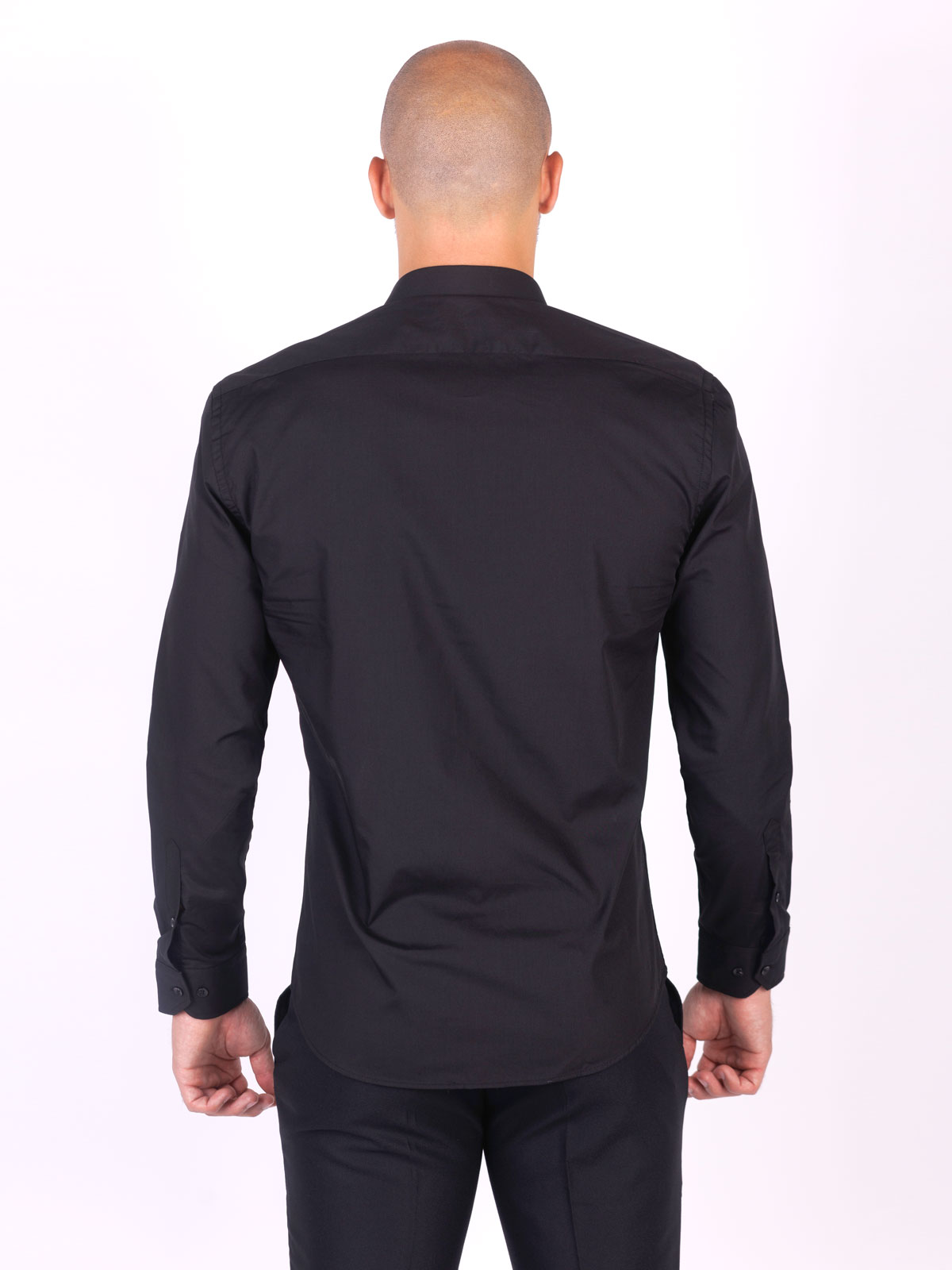 Σατέν βαμβακερό πουκάμισο σε μαύρο χρώμ - 21281 € 40.49 img2
