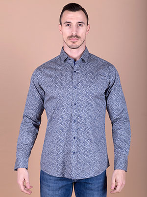 Blue shirt with tiny white flowers-21391-€ 21.93