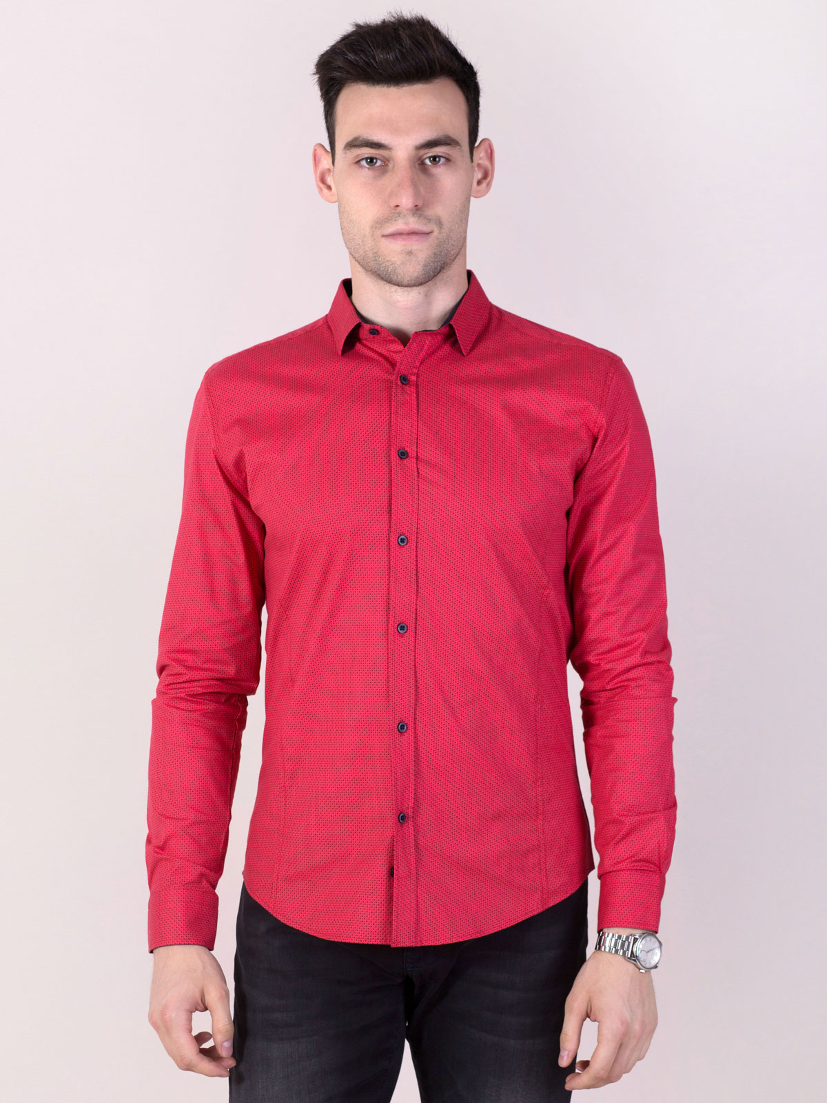 Shirt in dark coral with fine print - 21424 € 21.93 img2