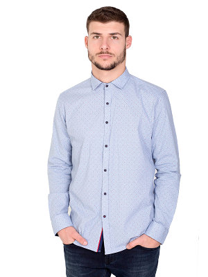 Shirt in blue with small red figures-21440-€ 21.93