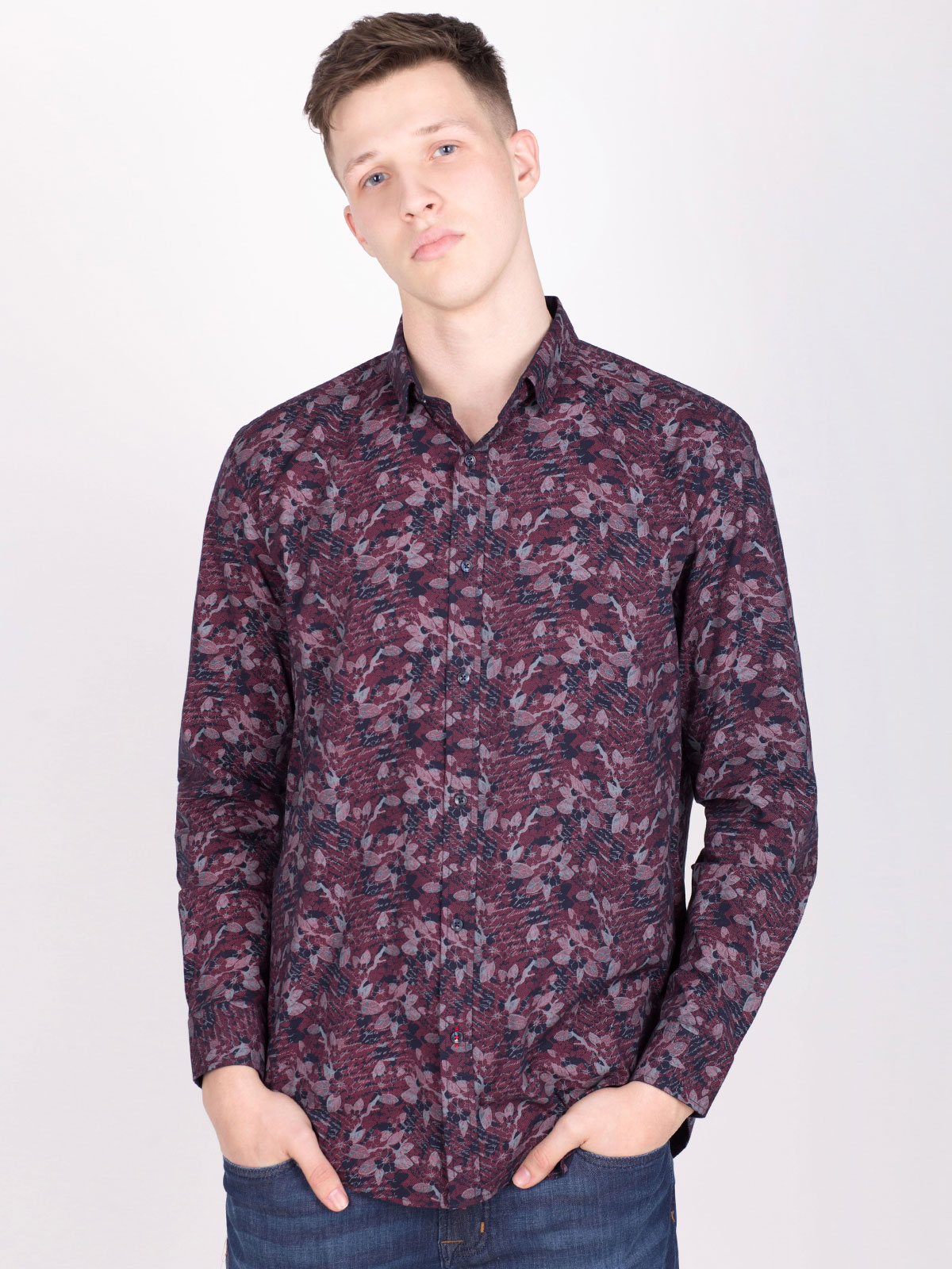 Shirt in burgundy with flowers - 21469 € 16.31 img3