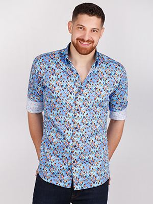 Κομψό πουκάμισο σε γαλάζιο χρώμα - 21497 - € 32.62
