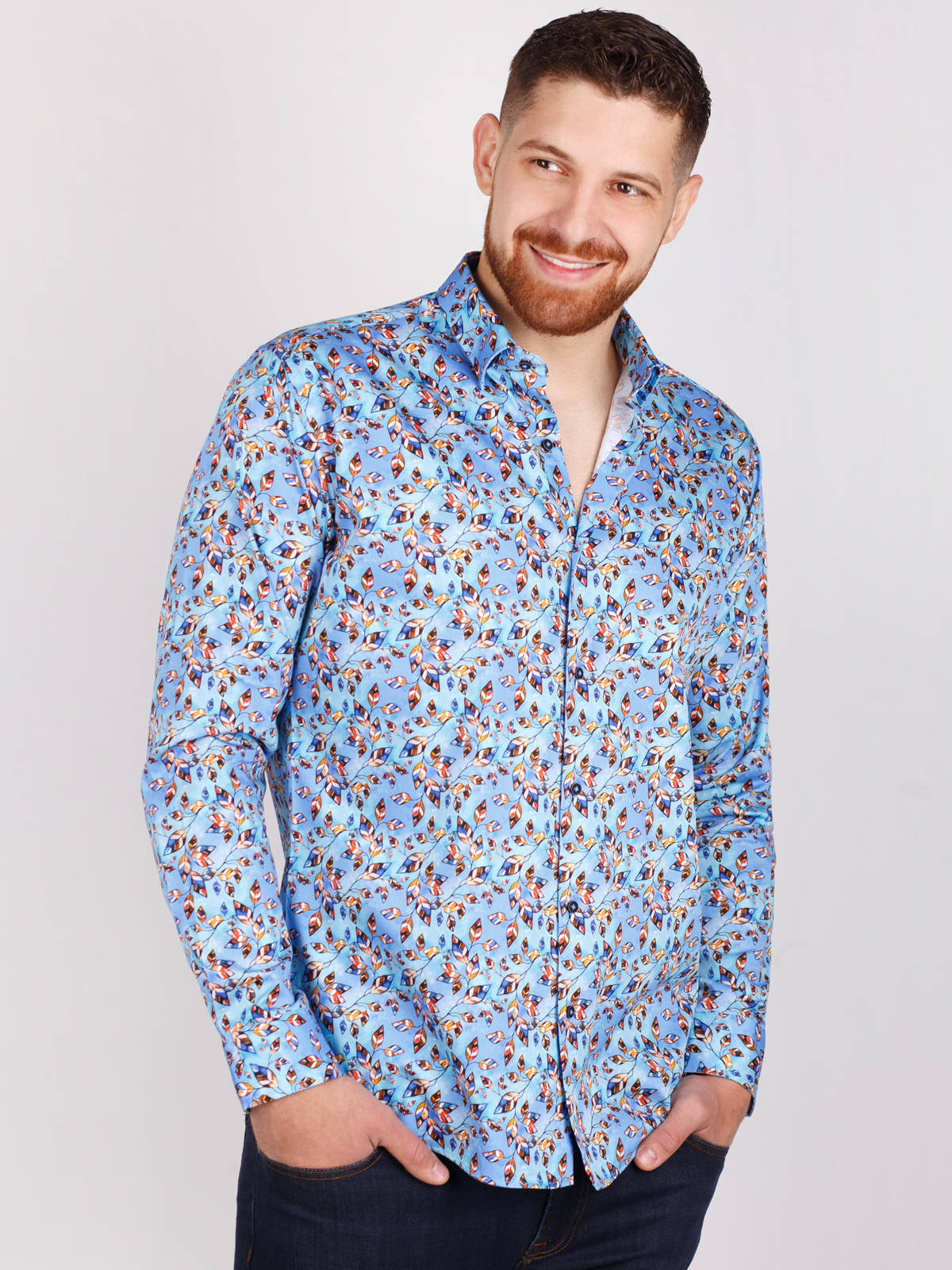 Κομψό πουκάμισο σε γαλάζιο χρώμα - 21497 € 32.62 img2