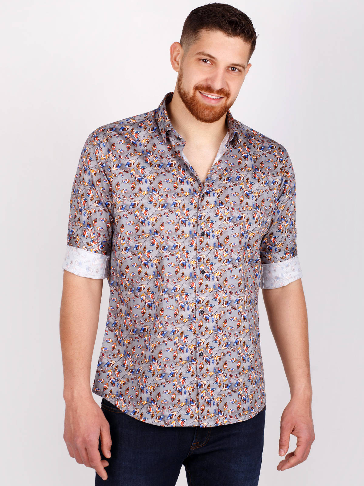 Shirt in gray with a print of colored le - 21499 € 38.81 img2