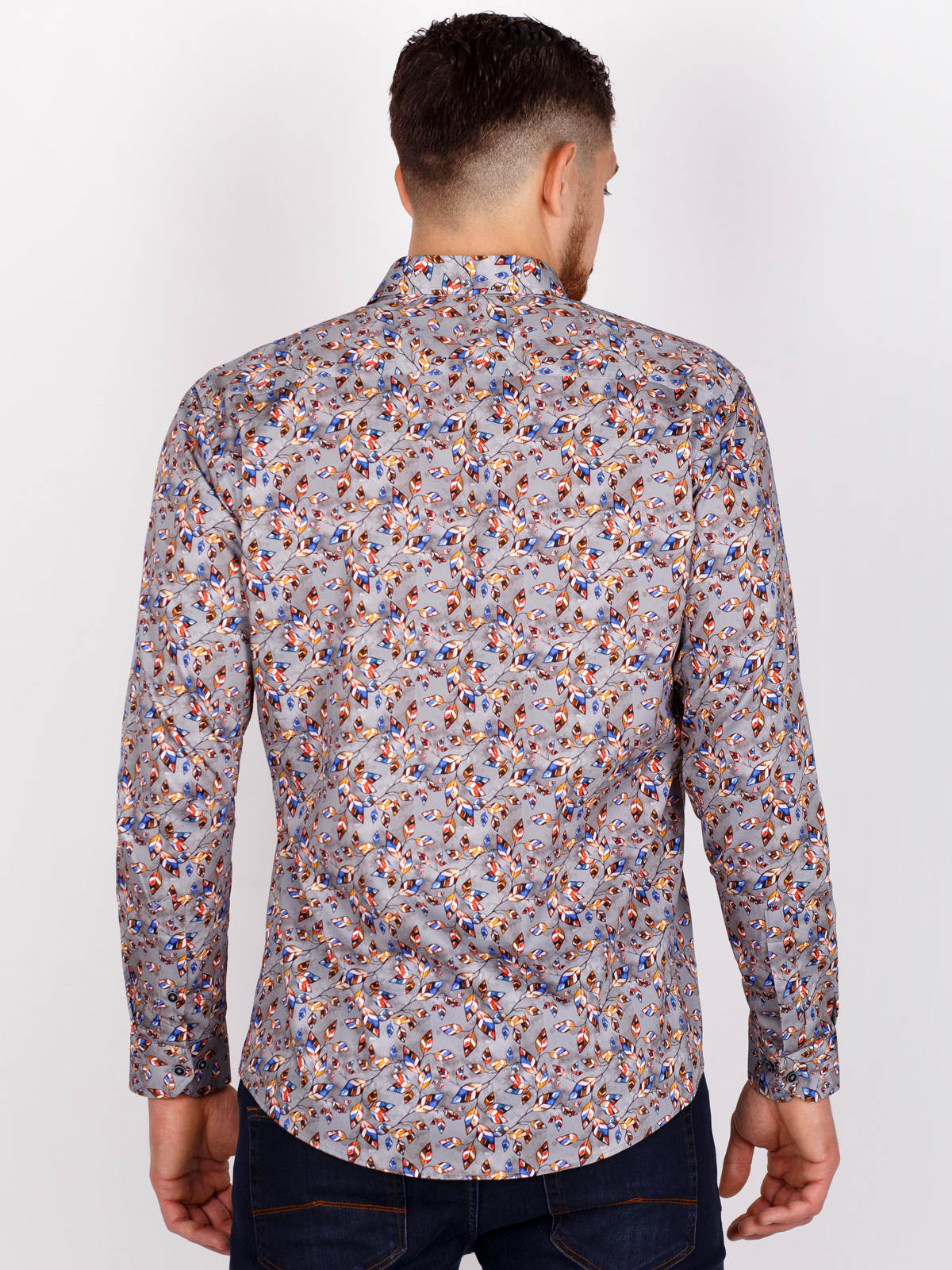 Shirt in gray with a print of colored le - 21499 € 38.81 img3