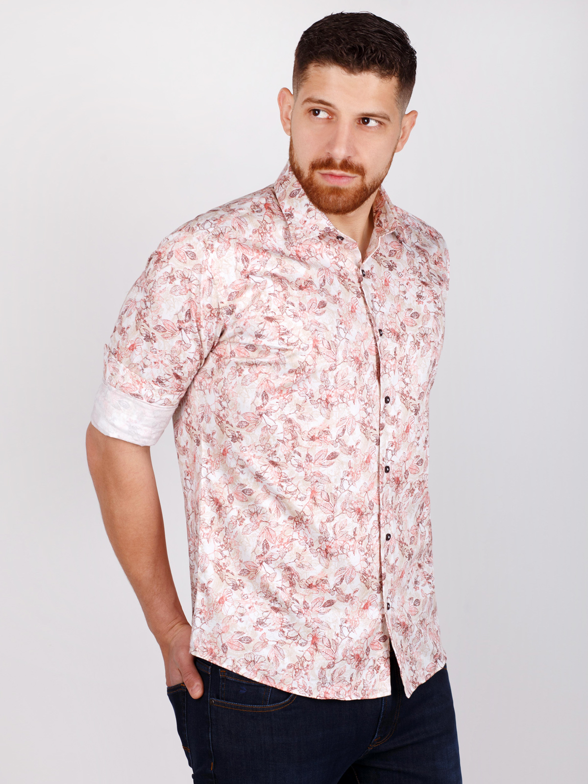 Βαμβακερό πουκάμισο με φλοράλ μοτίβο - 21501 € 38.81 img2