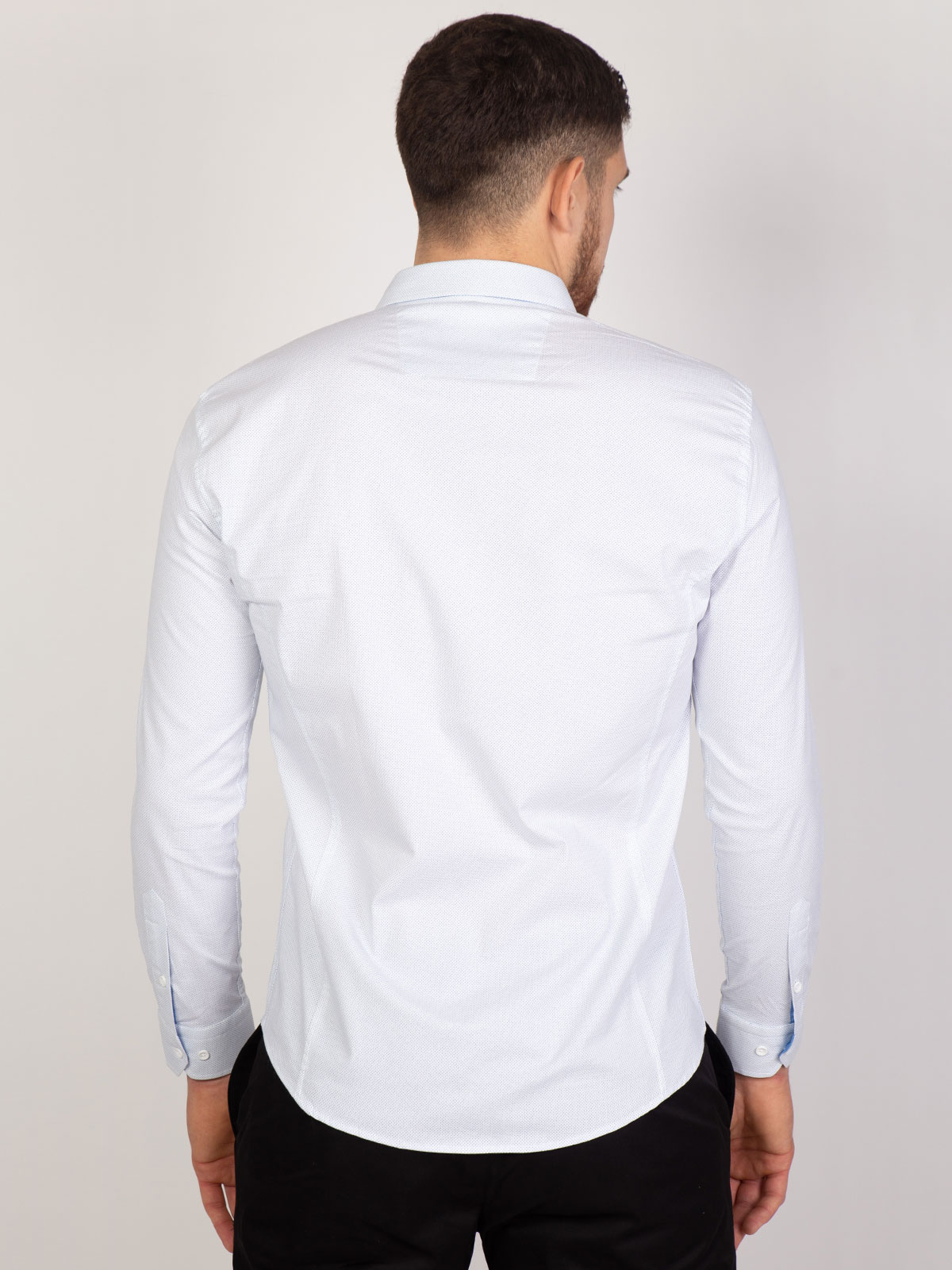 Λευκό πουκάμισο με μικρές γαλάζιες κουκ - 21502 € 40.49 img4