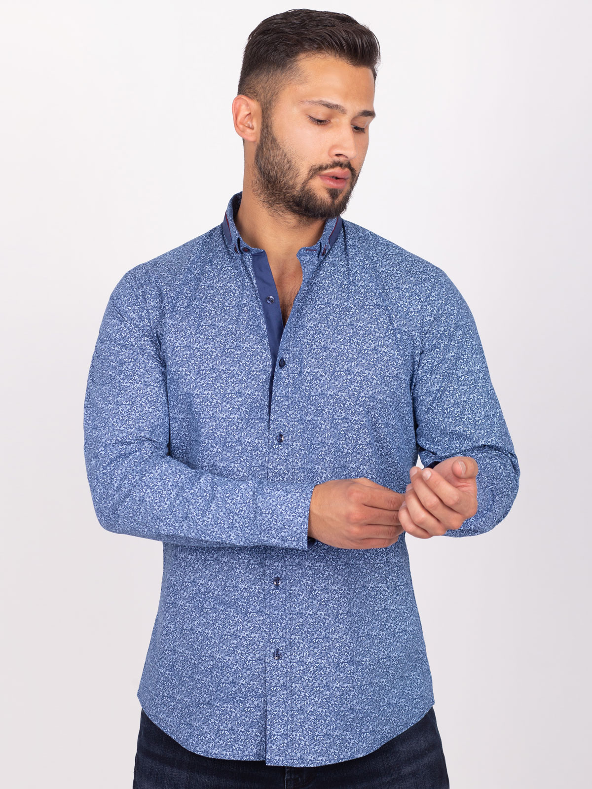 Shirt with blue floral panel collar - 21507 € 30.93 img3