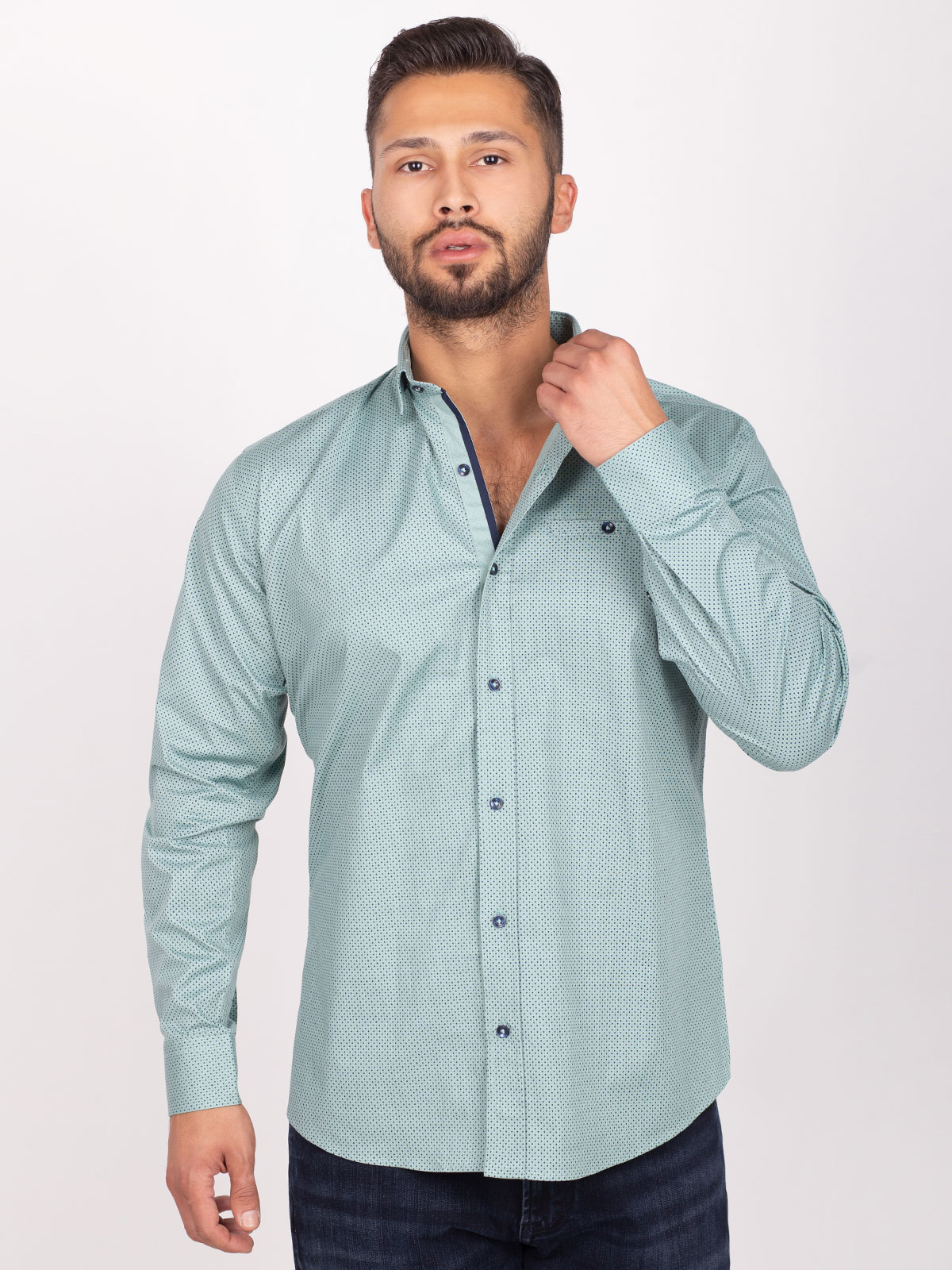 Shirt in mint color with blue patterns - 21509 € 43.87 img2