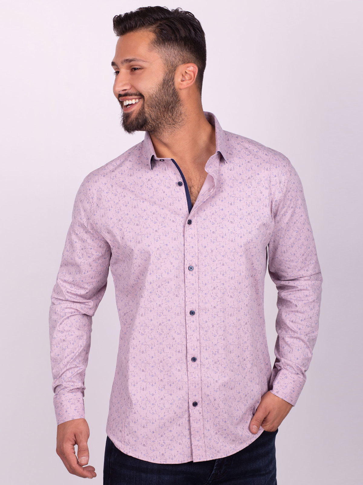 Shirt in light purple with a print of fi - 21516 € 30.93 img1