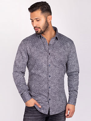 Shirt in gray melange check-21523-€ 38.81