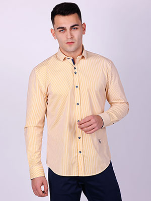 Λευκό πουκάμισο με κίτρινη ρίγα - 21524 - € 43.87