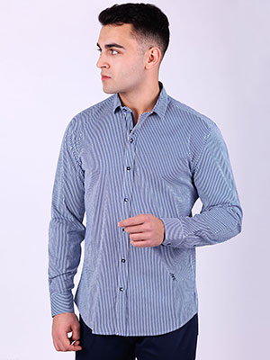 Μπλε ριγέ στάμπα πουκάμισο - 21525 - € 43.87
